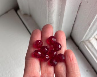 Vintage Tsjechisch glas rode ronde facetkralen 10 mm (12)