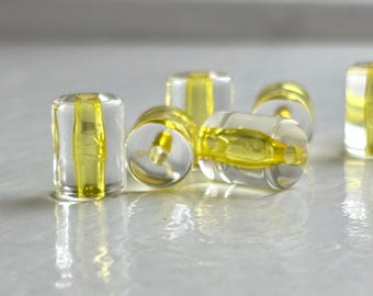 Crystal Clear Yellow Core Acrylic Tube Barrel Beads 10mm (20)