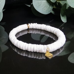 Pulsera de concha - chapada en oro/plata, letra colgante en relieve, pulsera de pareja, pulsera de amistad, pulsera de mujer, pulsera con nombre