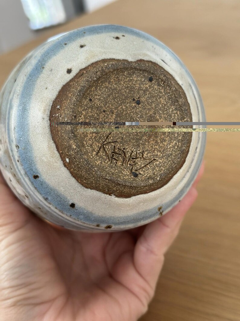 Vintage Studio Pottery Bud Vase Signed Stoneware Blue Speckled Ceramic ...