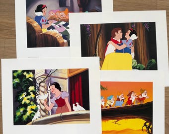 Vintage Wall Art Snow White Lithograph Portfolio, Set of 4 Disney Prints 2001