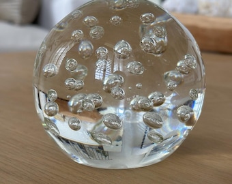 Clear Bubble Glass Paperweight Art Glass Orb Decorative Sphere