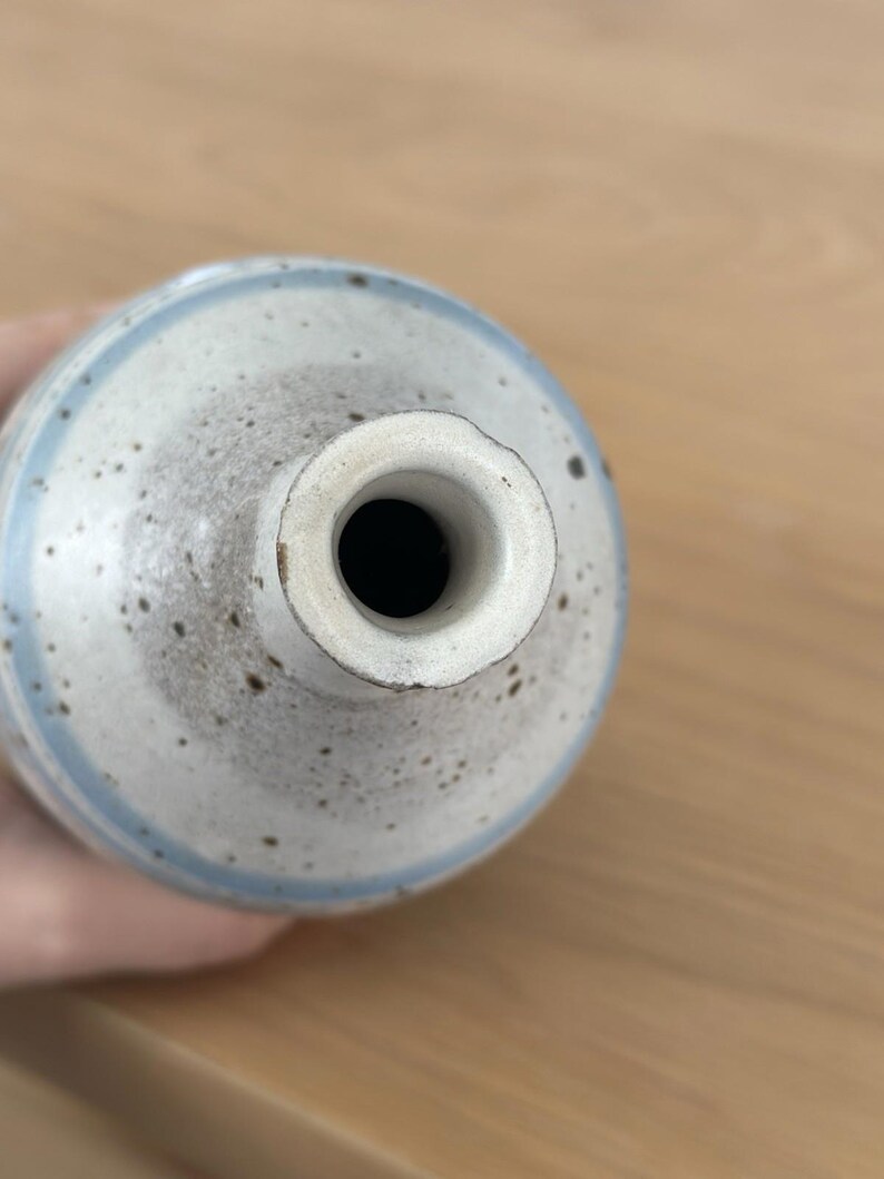 Vintage Studio Pottery Bud Vase Signed Stoneware Blue Speckled Ceramic ...
