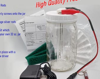 Colloidal Silver Generator - (2) 12 Gauge 99.99% Pure Silver Wide Mouth Jar Kit