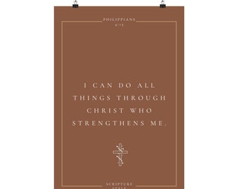 Philippians 4:13 poster, Bible Verse Wall Art, Christian Wall Art, Bible verse, Scripture, Bible Verse Art, Scripture Decor, Christian Decor