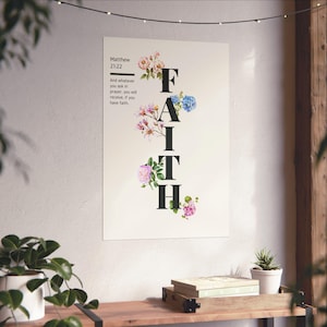 Matthew 21:22 poster, Christian Wall Art, Bible verse, Scripture, Bible Verse Art, Scripture Wall Decor, Wall art, poster, Christian Decor