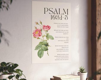 Psalm 103:1-5 poster, Christian Wall Art, Bible verse, Scripture, Bible Verse Art, Scripture Wall Decor, Wall art, poster, Christian Decor