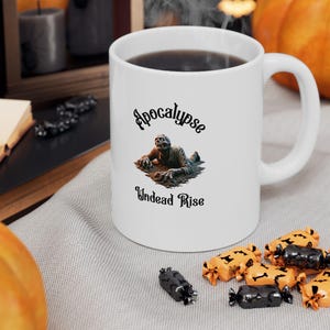 Zombie Mug, Apocalypse Design Coffee Cup, Undead Lover Gift, Halloween Kitchen Decor, Halloween Mug, Halloween Gift, Halloween Decor