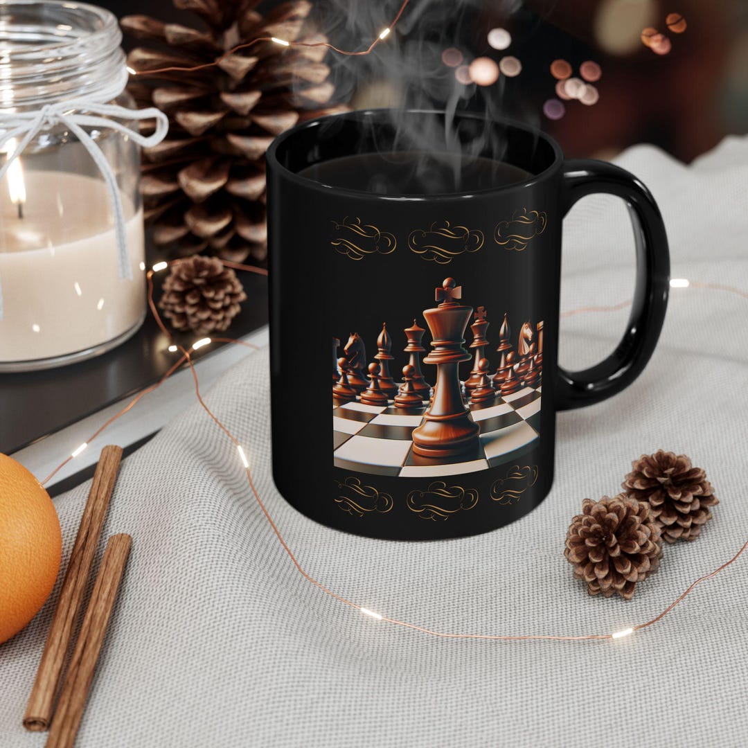 Chess Theme Mug, Black Mug (11oz, 15oz), Chess Players Mug, Gift for ...