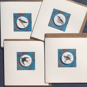 Set of 4 bird ceramic greeting cards