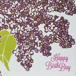 Conjunto de tarjetas de felicitación de cumpleaños de flores lilas, tarjeta de cumpleaños hecha a mano para el mejor amigo, tarjeta de cumpleaños floral para mamá, conjunto de tarjetas de cumpleaños botánicas