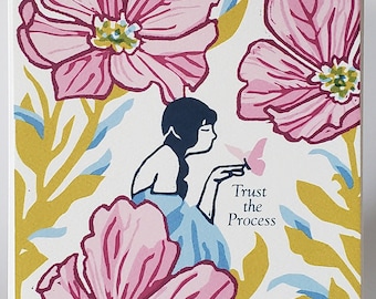 Tarjeta de felicitación inspiradora "Confía en el proceso", juego de tarjetas de felicitación para bailarinas, tarjeta motivacional para mujeres, tarjeta inspiradora para ella