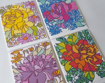 Conjunto de 8 cartões de felicitação com linogravura de rosas vitorianas, conjunto de cartões de notas em branco de belas artes, conjunto de cartões de notas artesanais com estampas florais variadas, conjunto para escrita de cartas