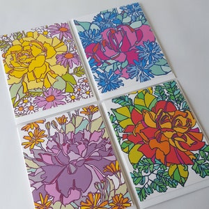 Viktorianischer Rosen-Linolschnitt 8er-Grußkarten-Set, Fine Art-Grußkarten-Set, handgemachte leere Grußkarten, Briefpapier-Set