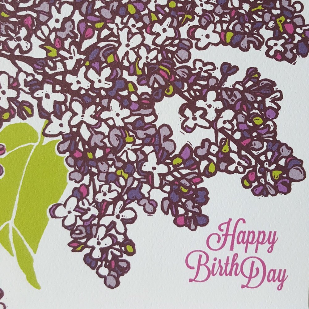 Lilac Flower Birthday Greeting Card Set, Handmade Birthday Card for ...