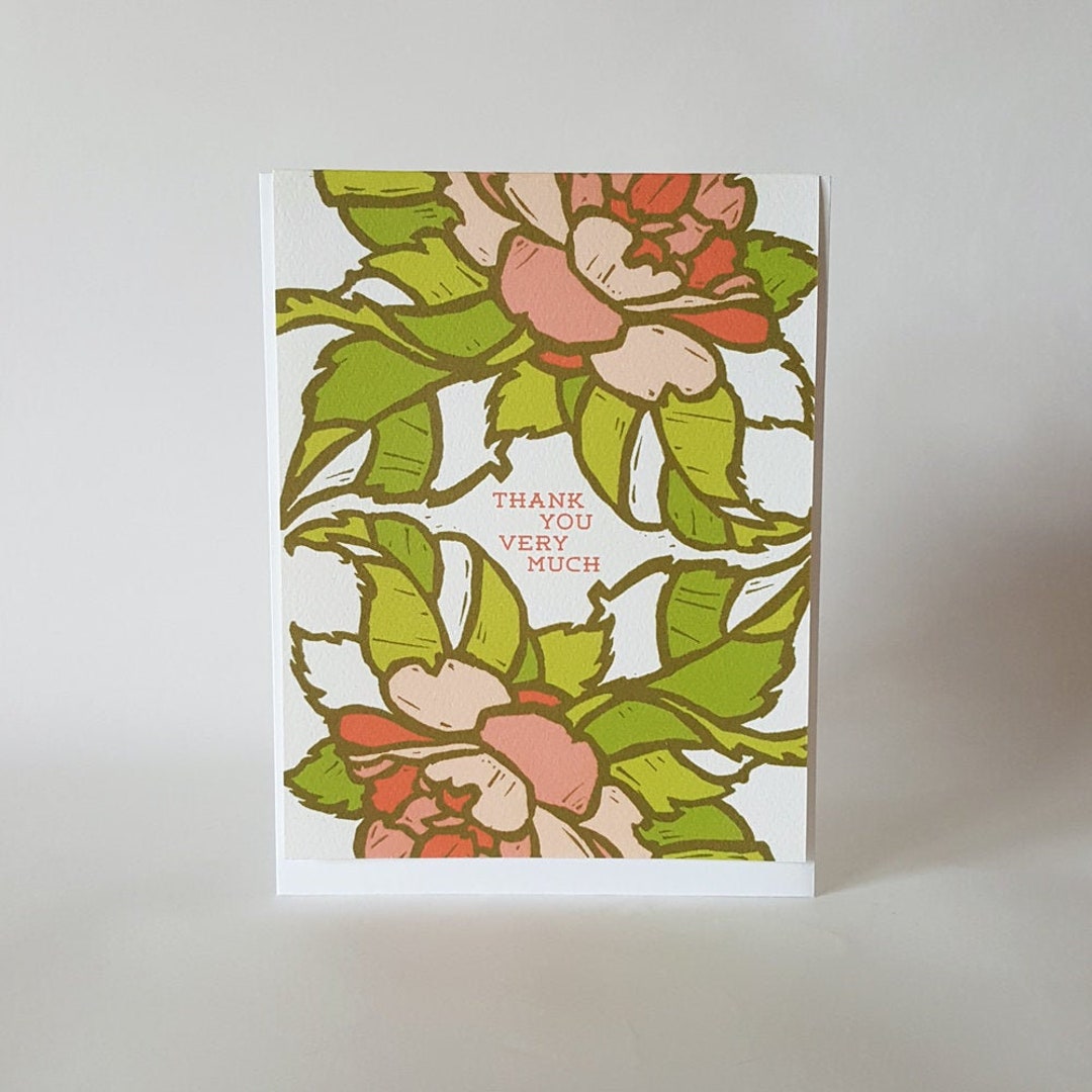 Peach Camellia Thank You Card. Bridal Shower Thank You Card Set ...