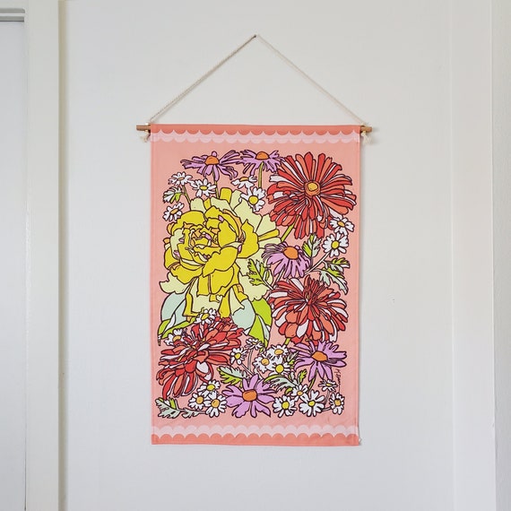 Small Floral Tapestry Graduation Gifts Dorm Room Decor for Girls Small Wall Hanging College Apartment Decor Floral Cotton Fabric Tapestry Etsy