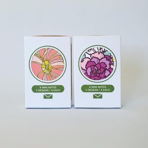 Pfirsich Mohnblume winzige Notizen mit Umschlag, Mini Grußkarte mit Umschlägen, Lila Kamelie Geschenkanhänger, kleine Grußkarte Geschenkanhänger