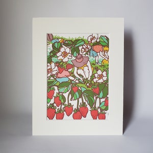 Small Strawberry Art Print, 8.5x11 Small Framed Wall Decor, Strawberry Nursery Wall Art Print, Baby Shower Gift Ideas, New Mothers Day Gift image 4
