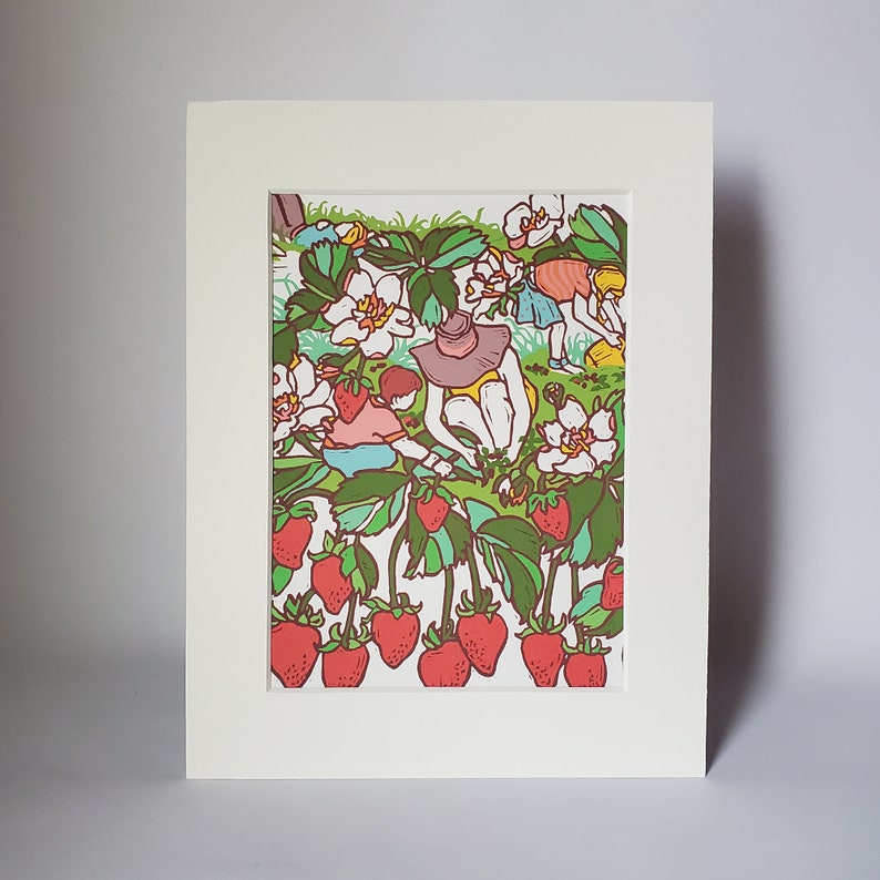 Small Strawberry Art Print, 8.5x11 Small Framed Wall Decor, Strawberry Nursery Wall Art Print, Baby Shower Gift Ideas, New Mothers Day Gift image 4
