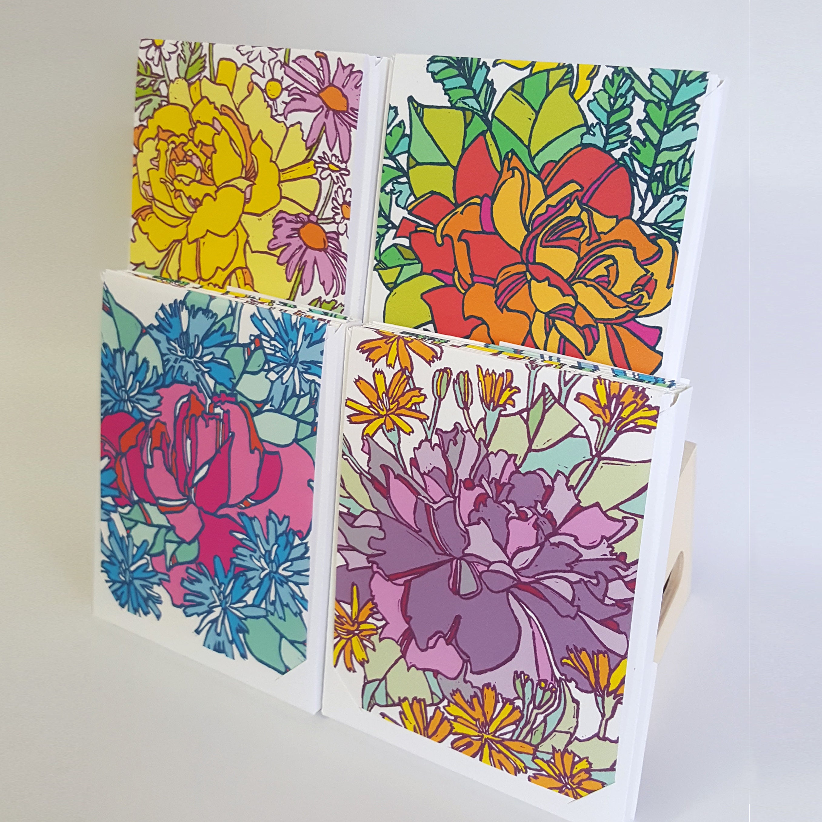 Yellow Rose Botanical Note Cards, Linocut Floral Greeting Cards, Blank ...