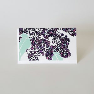 Notas diminutas de flores lilas con sobre, mini tarjetas de notas botánicas con sobres, tarjetas de recinto de regalo de flores rosas, etiquetas de regalo de tarjetas de notas pequeñas