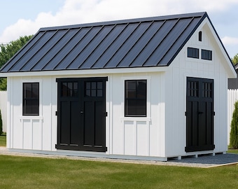 12x16 Garden Shed Plans with materials list - DIY Storage Shed Blueprints (PDF)