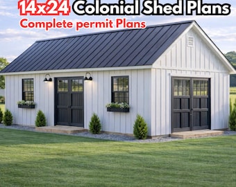 14x24 Shed Plans (PDF) , DIY Storage Shed Blueprint with Materials List
