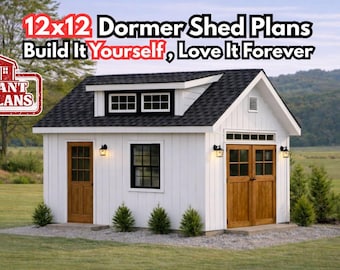 12x12 Loft Shed Plans PDF, Traditional Storage Shed with Dormer, Step-by-Step Plans