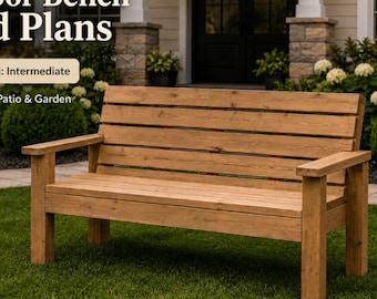 Outdoor Bench Build Plans – DIY Wooden Garden Bench PDF