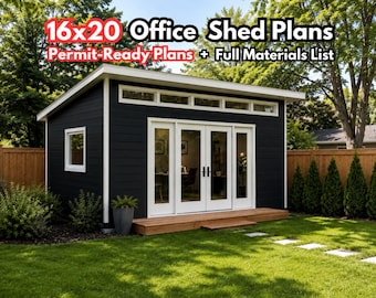 16x20 Modern Office Shed Plans: DIY Backyard Studio Blueprint With Materials List (PDF)