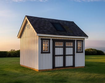 12x10 Garden Shed Plans | 10x12 Colonial Shed w/ Attic Storage & Large Double Doors (PDF)