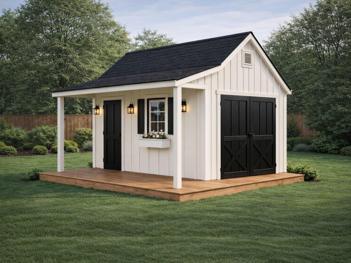 10x12 Cape Cod Shed Plans With Porch PDF With Materials List - Etsy