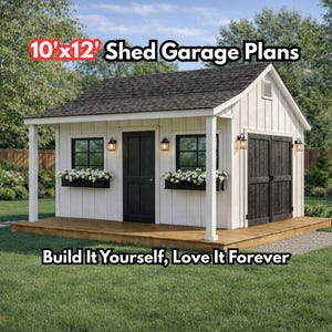 10x12 Garden Shed Plans with Porch (PDF) – DIY Colonial Garden Shed Plans