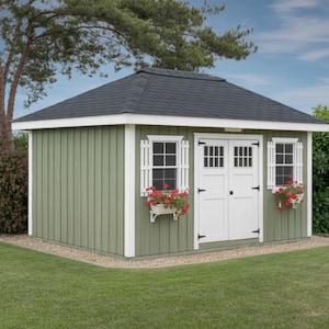 12x16 Hip Roof Shed Plans | DIY Storage Shed Blueprints with Materials List