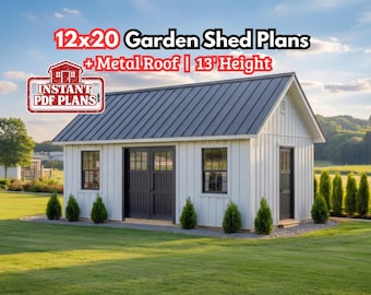 12x20 Garden Shed Plans (PDF) – DIY Storage Shed Blueprints with Materials List