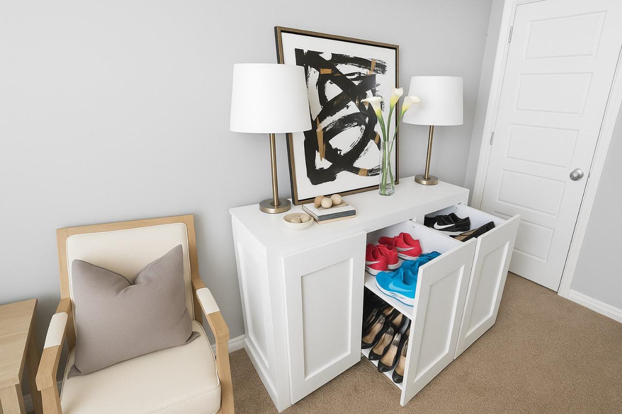Moderne Schoenenkast Met 4 Uitklapbare Lades - 80 X 24 X 147 Cm Spaanplaat Wit