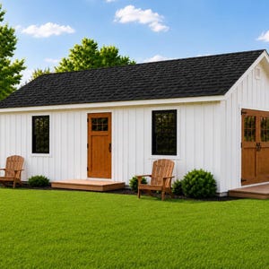 Rectangular Sherd 16x24 Colonial Shed Plans – DIY Storage Shed Blueprints, Materials List ...