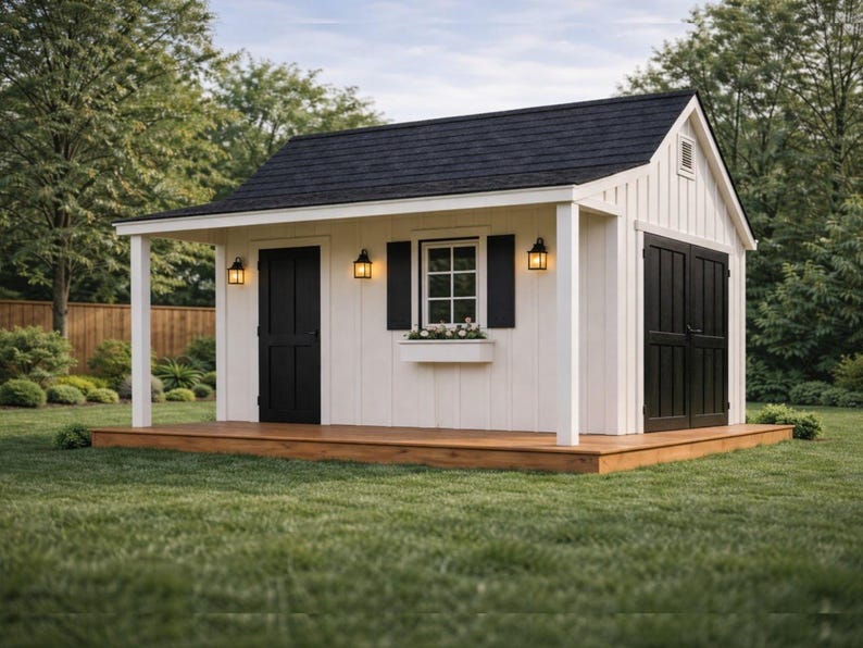 10x12 Cape Cod Shed Plans With Porch PDF With Materials List - Etsy