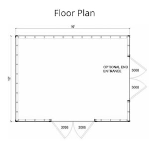 Puede incluir: Plano de planta detallado con dimensiones. La estructura rectangular mide 4,88 metros de ancho y 3,66 metros de alto. El plano incluye una entrada final opcional y dos entradas adicionales. El texto "Floor Plan" est&aacute; en la parte superior.
