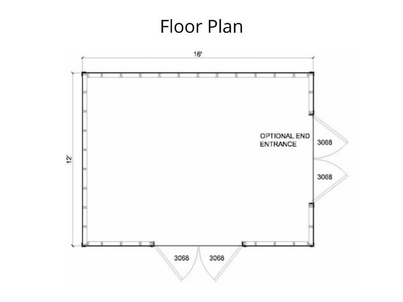 Puede incluir: Plano de planta detallado con dimensiones. La estructura rectangular mide 4,88 metros de ancho y 3,66 metros de alto. El plano incluye una entrada final opcional y dos entradas adicionales. El texto "Floor Plan" est&aacute; en la parte superior.