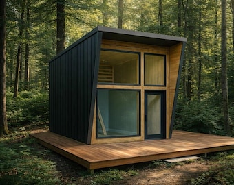 12x16 ft Cabin Plans PDF  - Tiny House Plans With Loft - On / Off Grid - Farmhouse DIY Project with Materials List