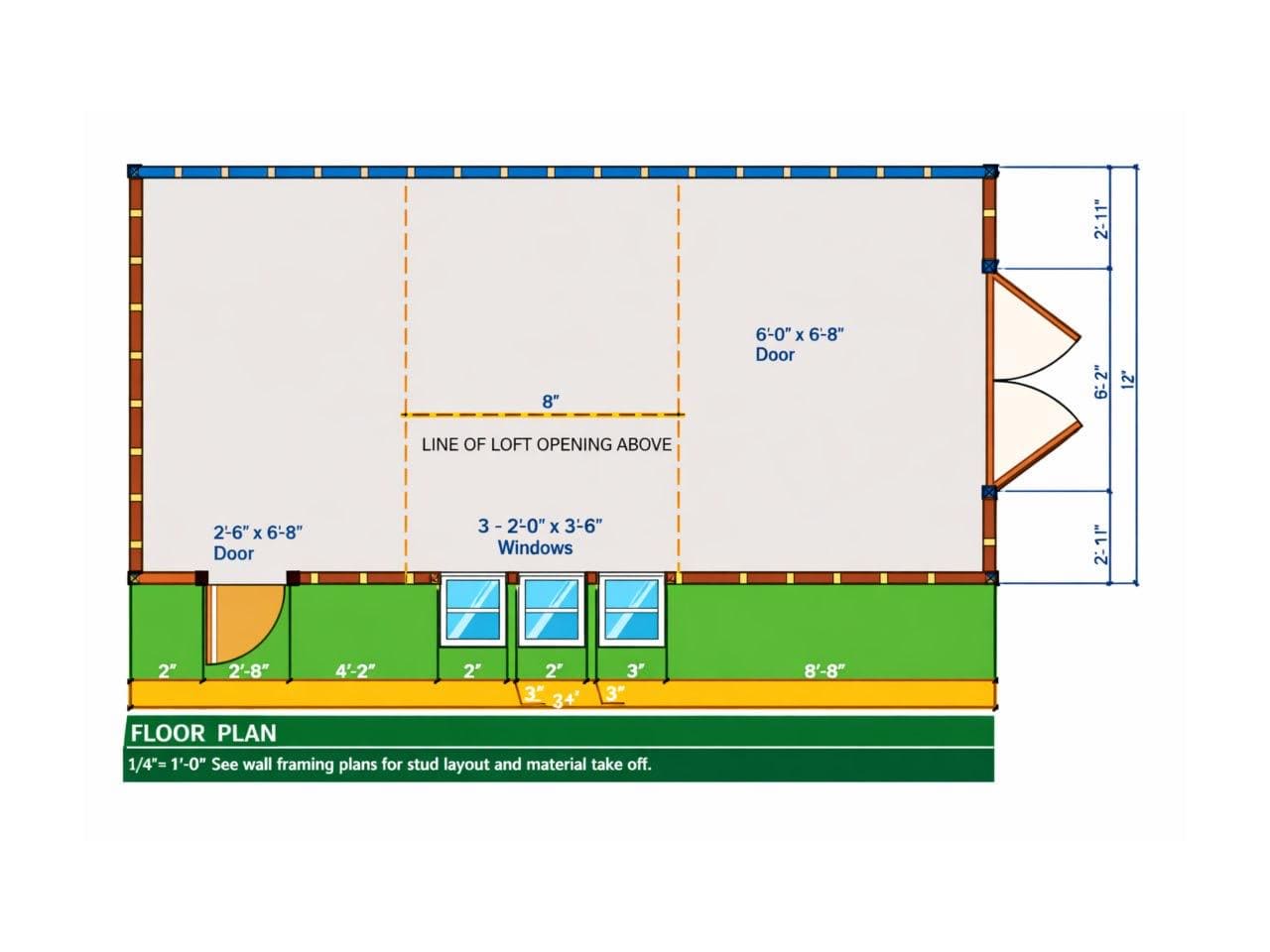12x24 Garden Shed Plans With Loft (PDF) – Workshop & Storage Shed With