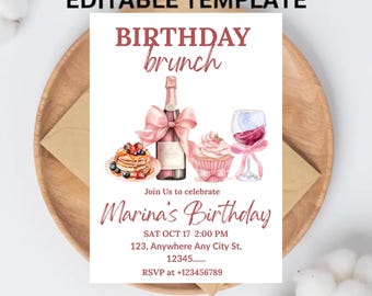 Birthday Brunch Invitation: Editable Kids Party Flyer (5x7" Template)