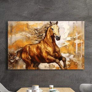 Brown Horse Canvas Painting, Animal Wall Painting, Horse Home Decor, Modern Artwork, Animal Wall Art, Home Gift, Ready to Hang Canvas Print