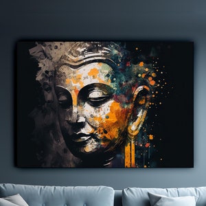 Buddha Canvas Painting, Indian Wall Painting, Buddhism Home Decor, Modern Artwork, Buddha Wall Art, Home Gift, Ready to Hang Canvas Painting