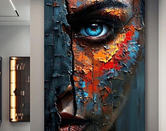 Woman Face Design Canvas Painting, Woman Wall Painting, Woman Home Decor, Artwork, Woman Wall Art, Home Gift, Ready to Hang Canvas Painting