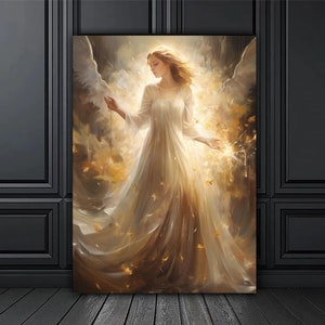 Angel Woman Canvas Print, Heaven Wall Print, Christian Home Decor, Modern Artwork, Christian Wall Art, Home Gift, Ready to Hang Canvas Print