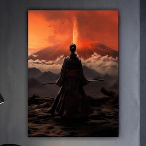 Samurai Woman Canvas Painting, Samurai Wall Painting, Woman Home Decor, Modern Artwork, Modern Wall Art, Gift, Ready to Hang Canvas Painting