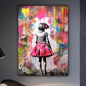 Cuadro sobre lienzo de una chica guapa de Banksy, cuadro de pared moderno, decoración del hogar de Banksy, obra de arte moderna, arte de pared moderno, cuadro sobre lienzo listo para colgar